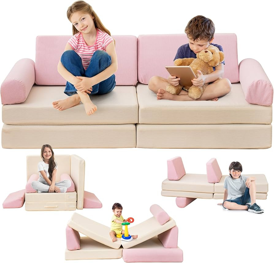 Modular Kids Play Couch, Kids Couch for Playroom, Kids Sofa Couch, 5 Seconds Instant Expansion, C... | Amazon (US)