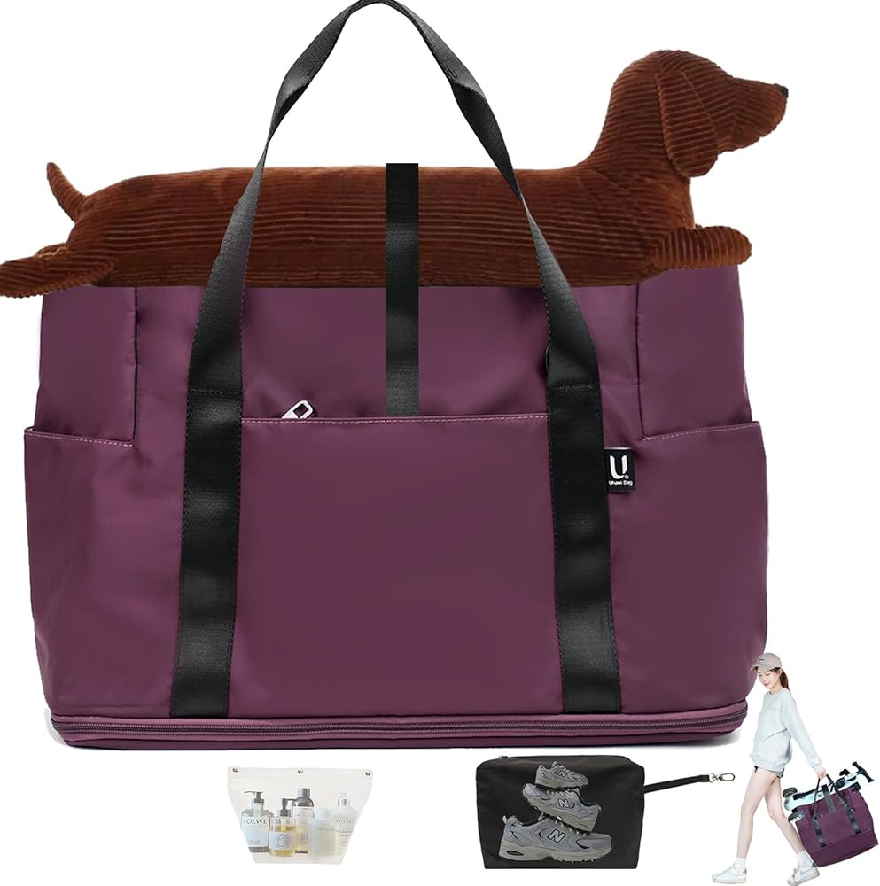 Gym Bag for Women, Travel Duffel Bag with Yoga Strap,Weekender Overnight Bag with Wet Pocket and ... | Amazon (US)