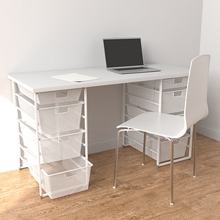Elfa Classic® Elfa Desk w/ Two Drawer Units White & White | The Container Store