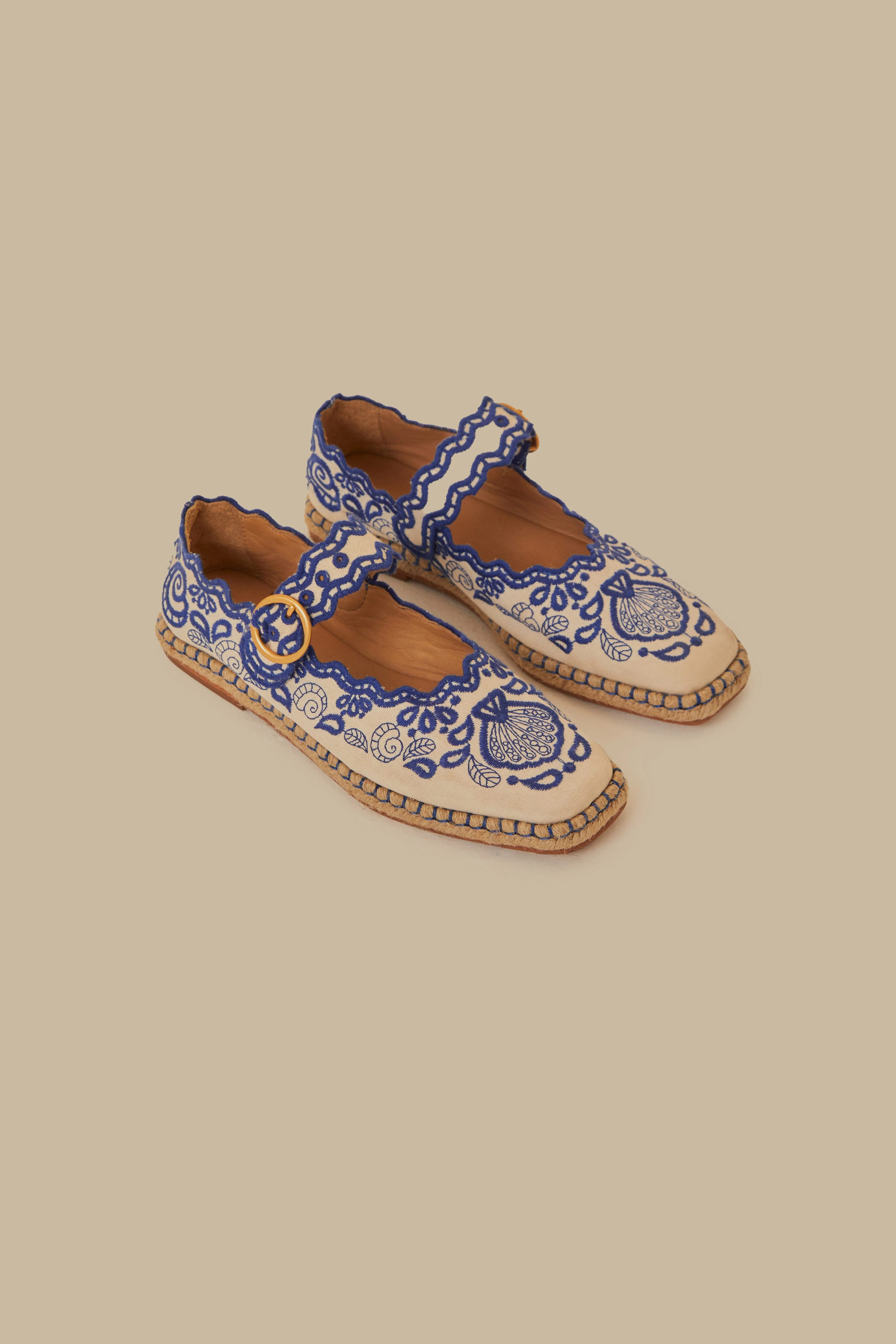 Blue Richelieu Ballerina Flat | FarmRio (US)