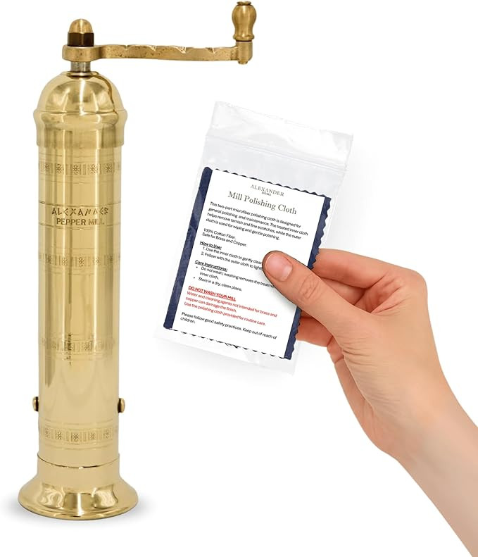 Original Greek Pepper Mill, 9-Inch Brass – European Manual Pepper Grinder, Refillable, with Pol... | Amazon (US)