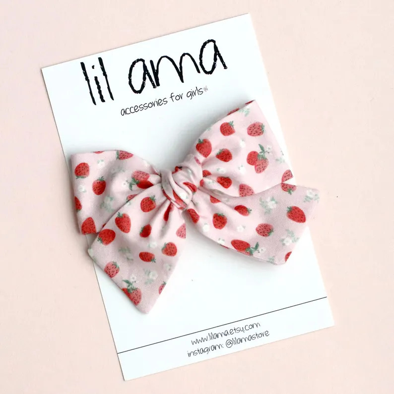 Strawberry Bow, Berry First Birthday Hair Bow, Baby Girl Gift - Etsy | Etsy (US)