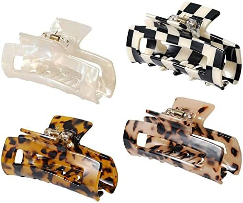 4Pcs Hair Claw Clips, Acetate Hair Banana Barrettes, French Butterfly Jaw Clips, Mermaid Color Cr... | Amazon (US)