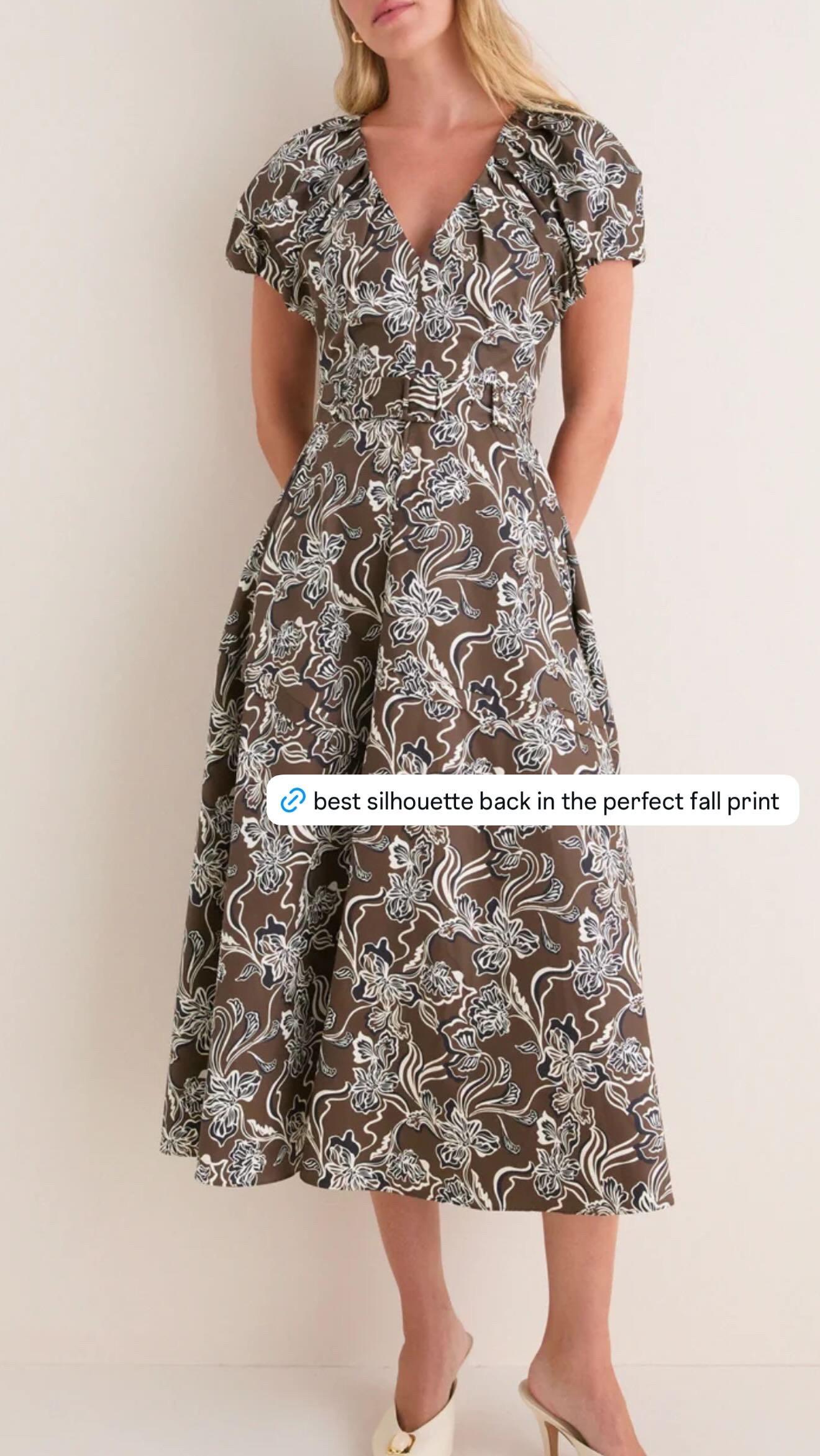 this silhouette is SO good and now it’s back in the perfect fall print. i love the rich brown with the cream floral detail, and the fitted waist + fuller skirt make it feel really flattering without being overly dressy. such a good option for fall dinners, family photos, showers, or events, and it would be so easy to style with heels now, then boots and a cardigan once it gets cooler.  

 #LTKSeasonal