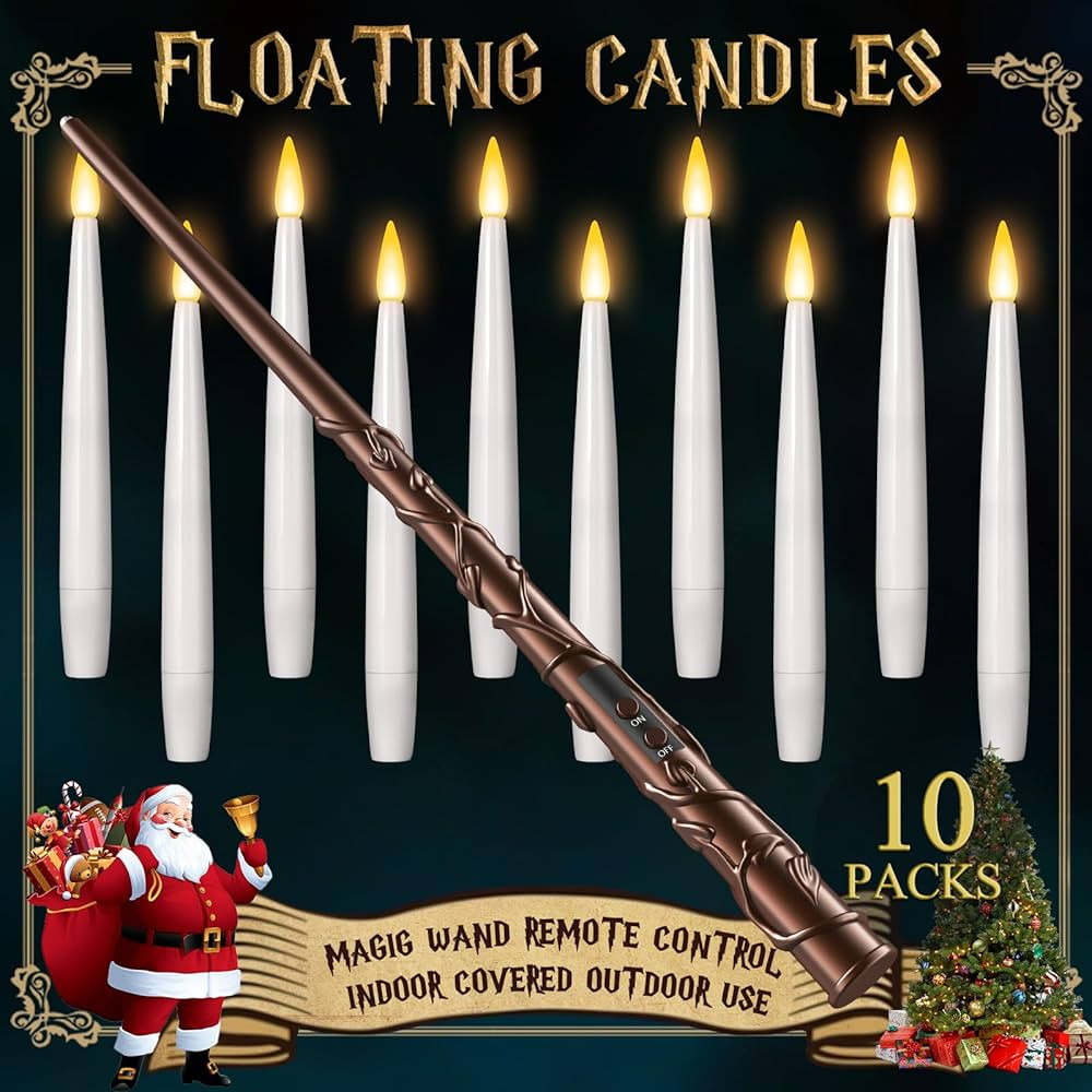 Floating Candles with Wand 10PCs - Christmas Decorations Magic Hanging Candles Flickering Warm Li... | Amazon (US)