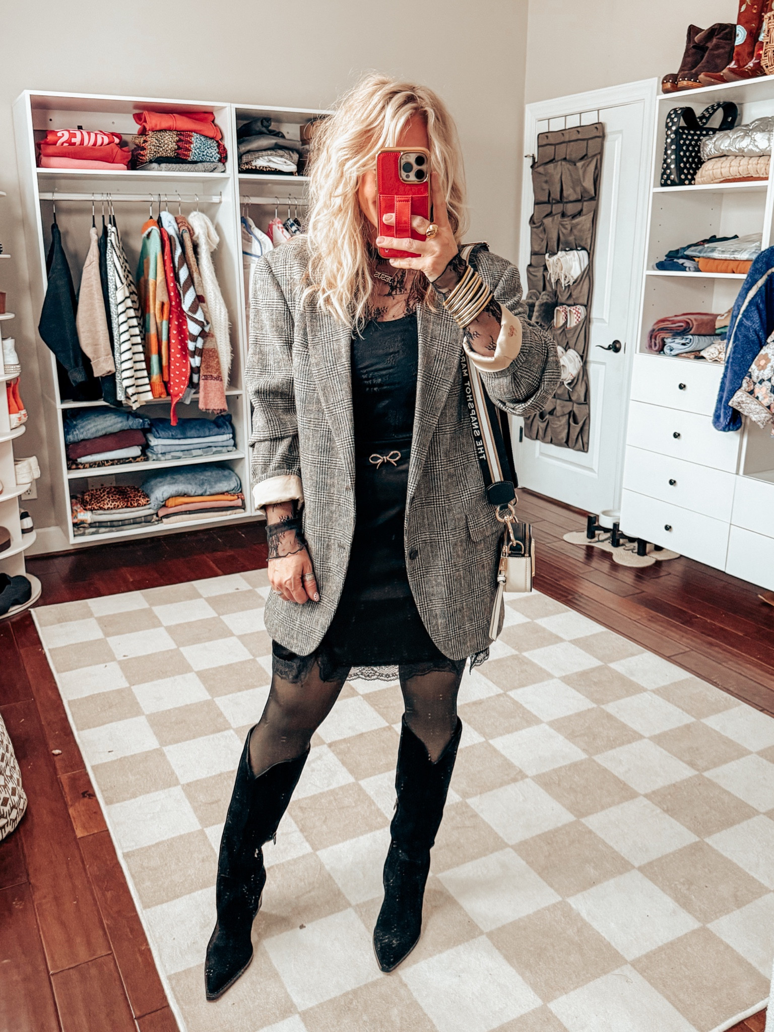 My Sunday fit 🖤
Blazer - mens & thrifted 
Lace mesh top - M
Slip skirt - sized up to a large 
Belt - M
Boots - TTS  
Fleece lined tights - M
✨EARRINGS & RING - @shopbeljoy save with code MANDIE25 

#LTKFindsUnder50 #LTKStyleTip #LTKOver40