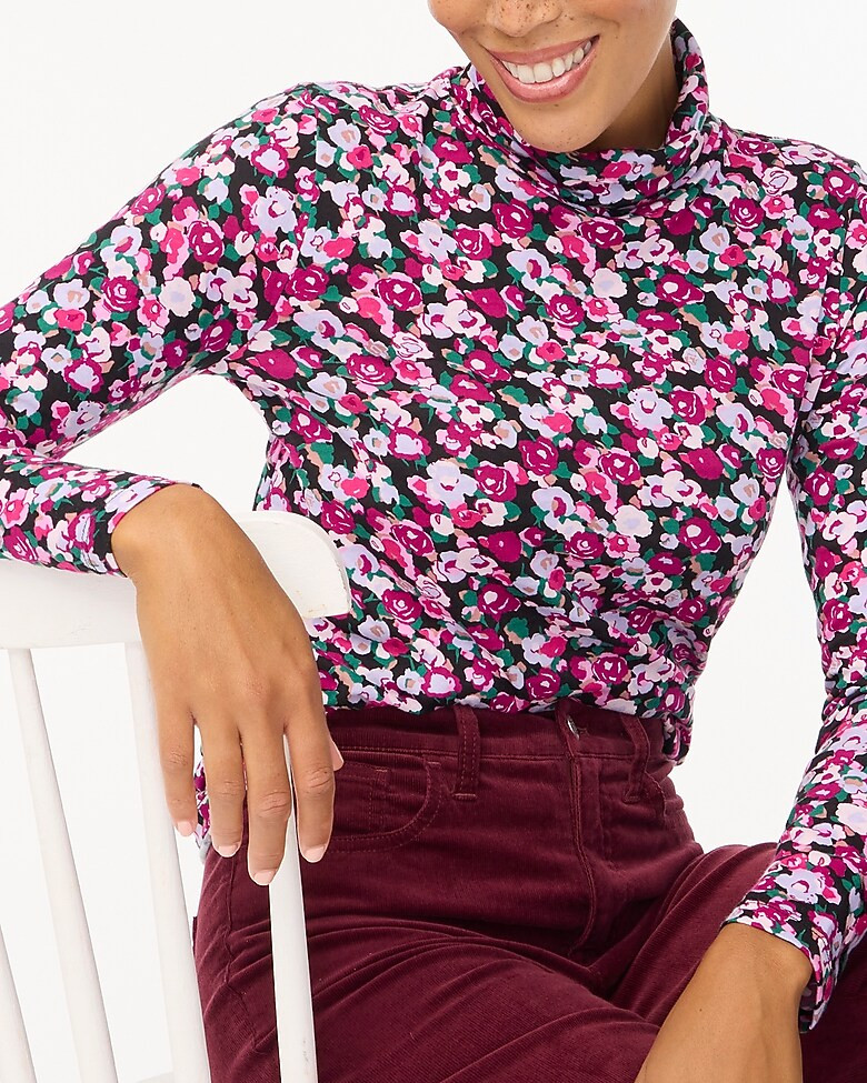 Printed tissue turtleneck | J.Crew Factory