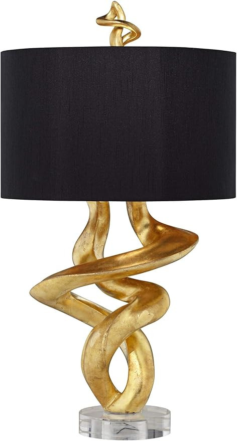Kathy Ireland Impressions 33" Tall Sculpture Base Large Modern Luxury End Table Lamp Gold Leaf Fi... | Amazon (US)