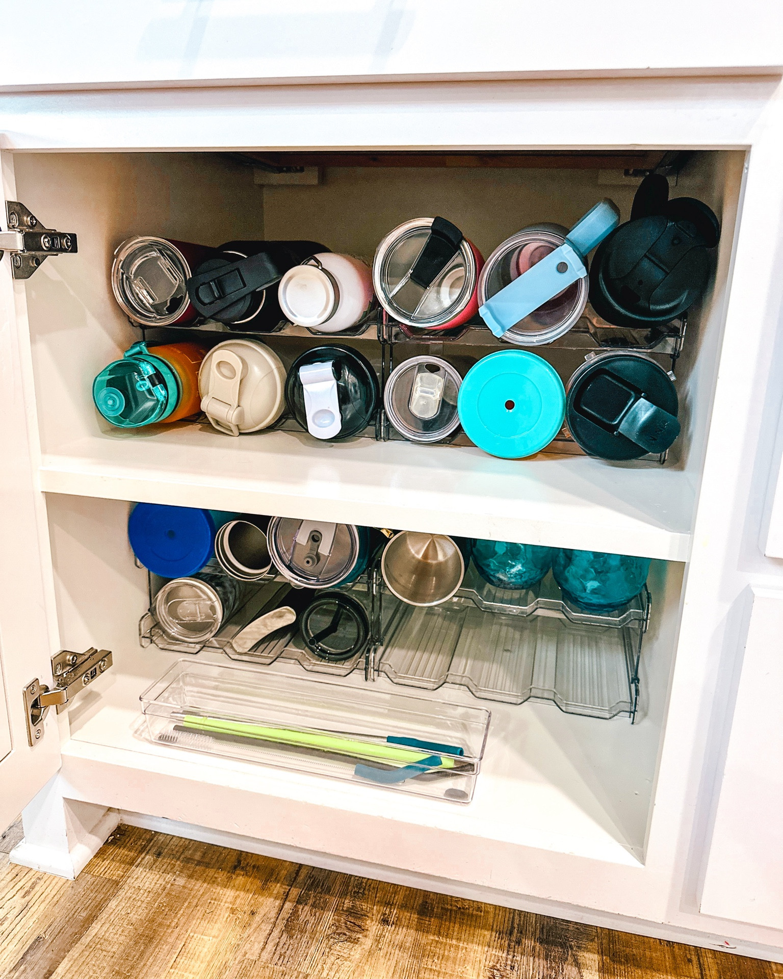 Organize your water bottle tumblers and straws with these clear kitchen cabinet drink organizers.

#LTKfamily #LTKfindsunder100 #LTKhome