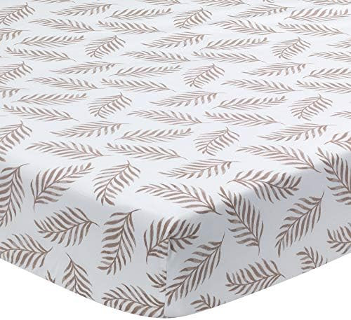 Lambs & Ivy Signature Taupe Leaves Print Organic Cotton Fitted Crib Sheet | Amazon (US)