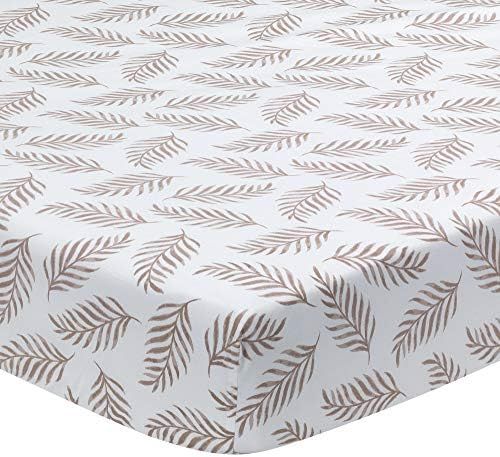 Lambs & Ivy Signature Taupe Leaves Print Organic Cotton Fitted Crib Sheet | Amazon (US)