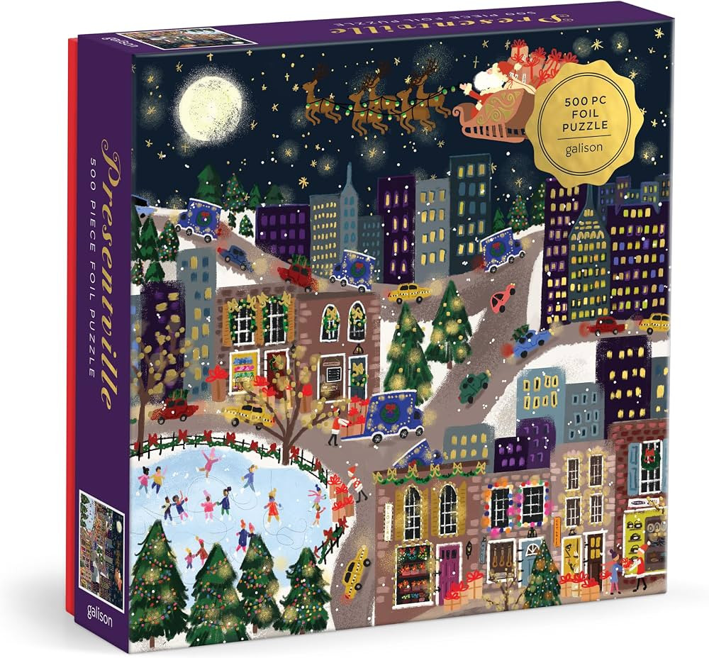Galison Presentville 500 Piece Holiday Foil Puzzle Featuring Festive Scene by Joy Laforme (Amazon... | Amazon (US)