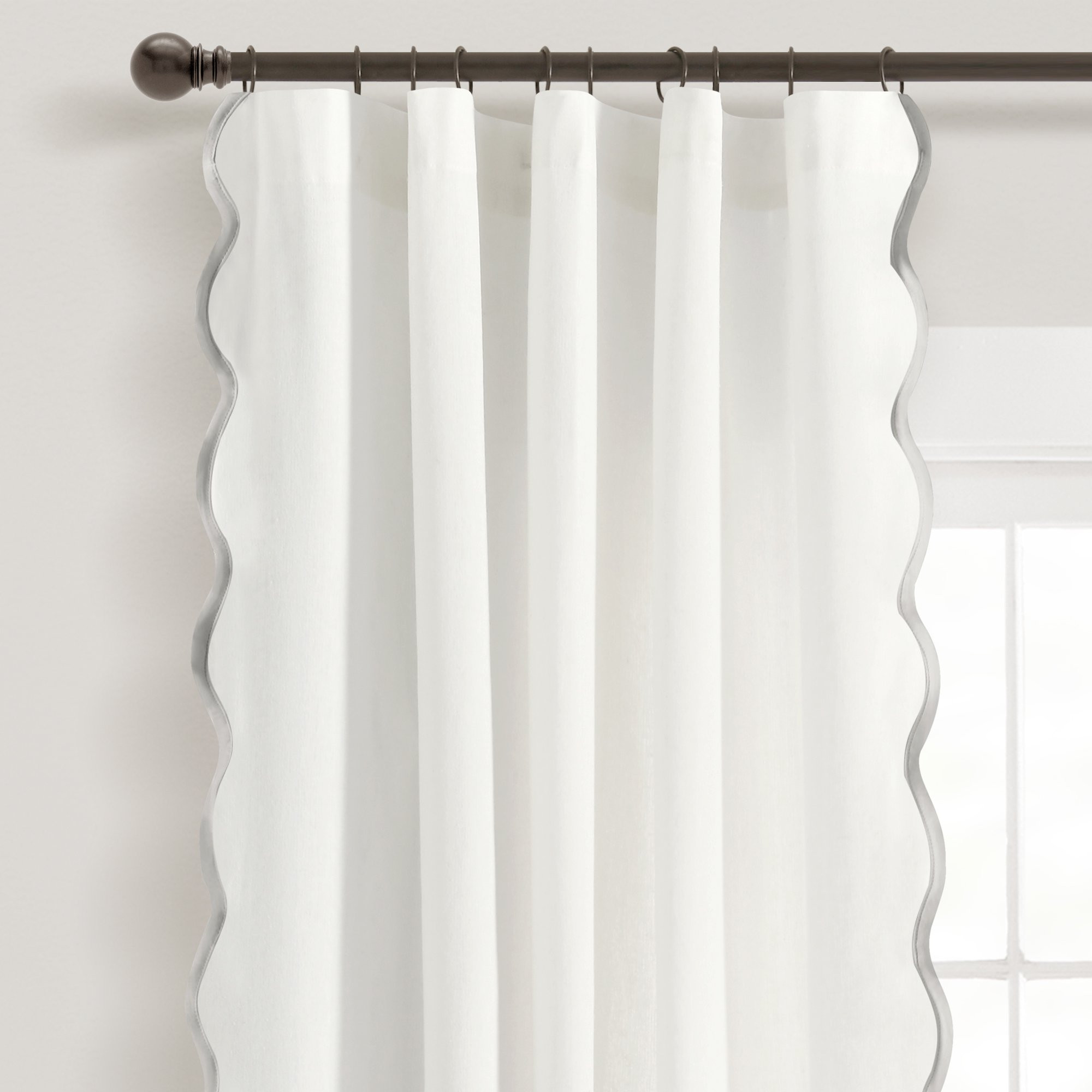 Lush Decor Coastal Chic Scallop Edge Window Curtain Panels Gray/White 52X84 Set - Walmart.com | Walmart (US)