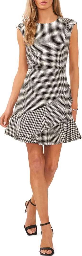 Houndstooth Check Cap Sleeve Ruffle Hem Dress | Nordstrom