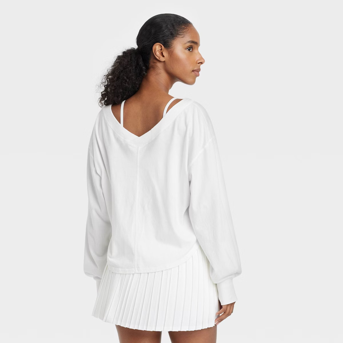 Women's V-Neck Long Sleeve Top - JoyLab™ White M | Target