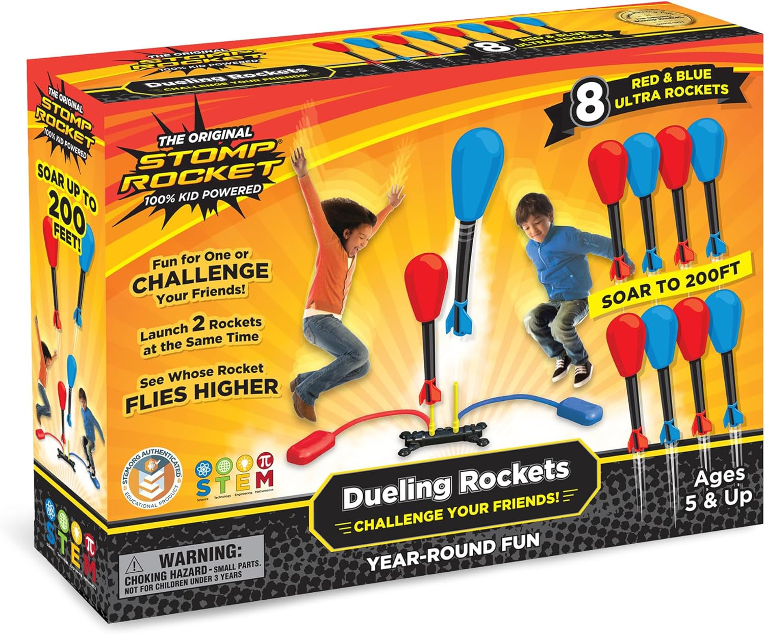 Stomp Rocket Original Dueling Rocket Launcher for Kids, 8 Rockets | Amazon (US)