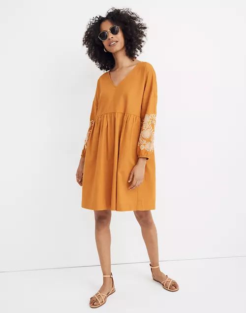 Embroidered-Sleeve Popover Dress | Madewell