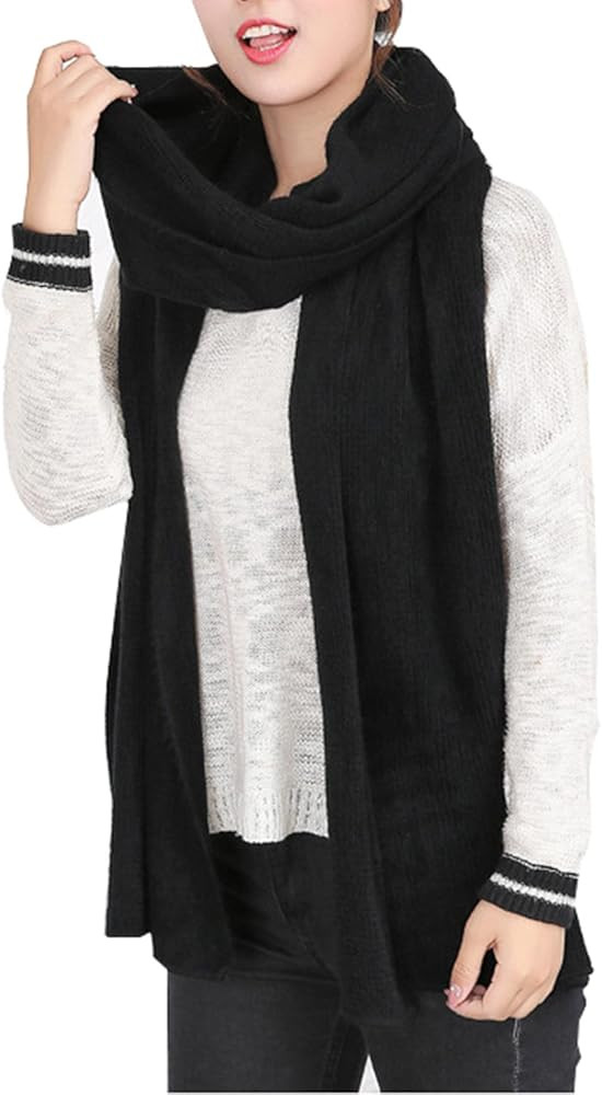 Wander Agio Women's Warm Scarves Long Shawl Winter Warm Large Scarf Pure Color | Amazon (US)