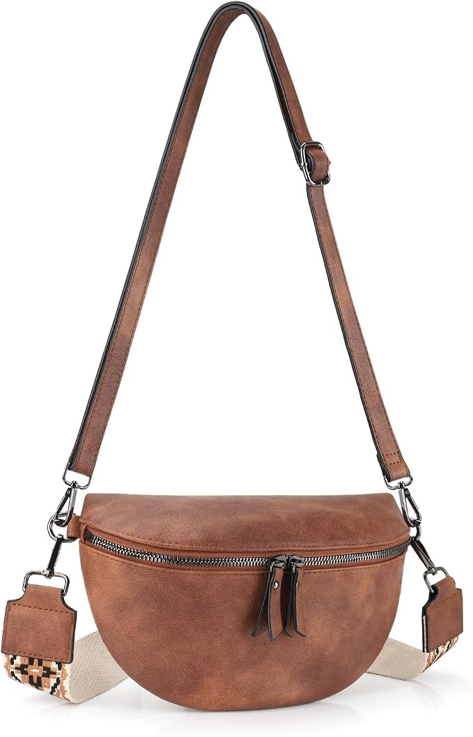 VONAL Fashion Waist Packs Leather Cross Body Fanny Pack for Women with Two Adjustable Strap-Vinta... | Amazon (US)