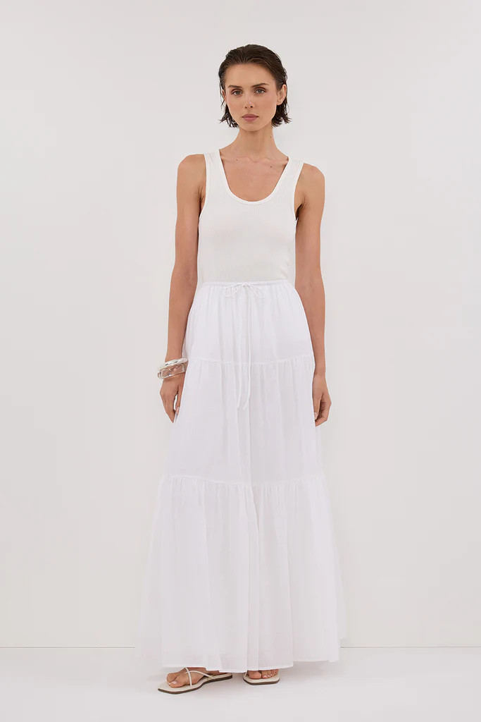 FLETCHER WHITE TIERED MAXI SKIRT | DISSH