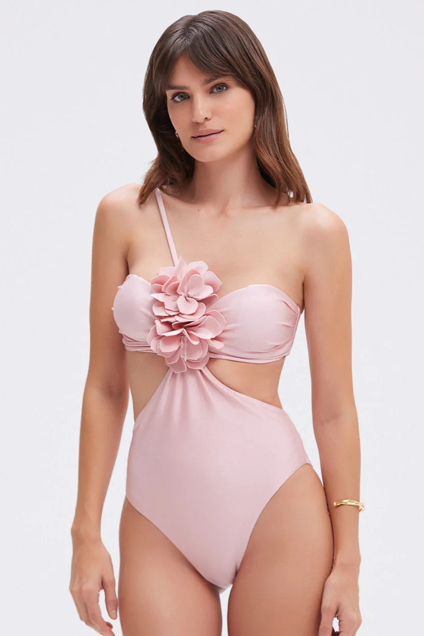 LAGOA LYCRA FLOWER APPLIQUE ONE PIECE | PatBO