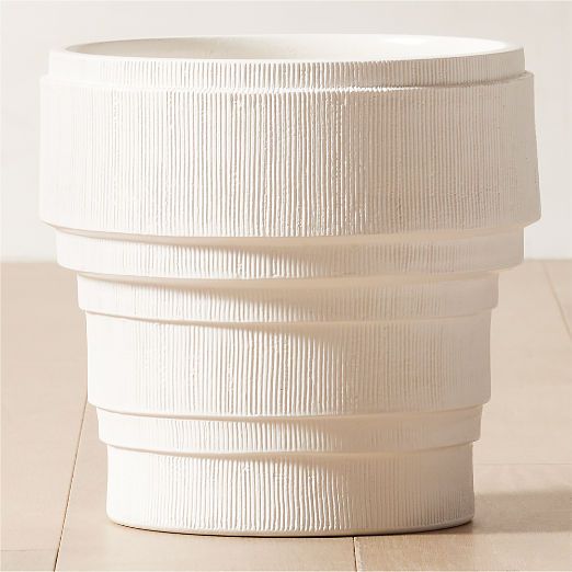 Marram Ribbed White Indoor Planter Large + Reviews | CB2 | CB2