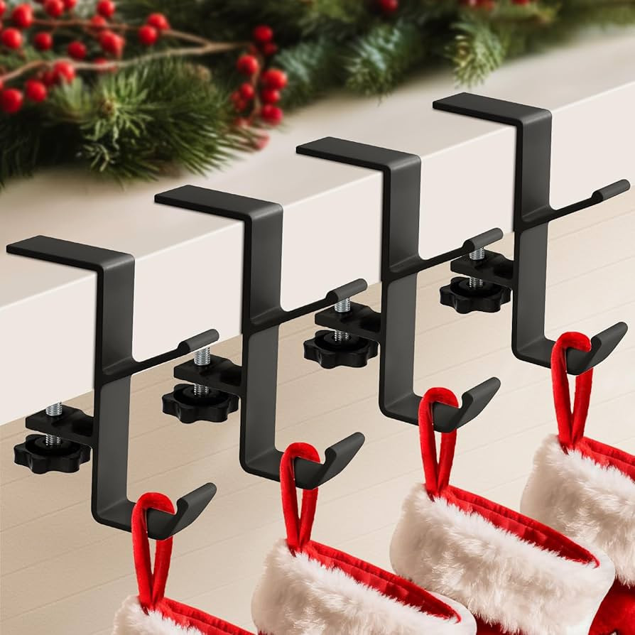 4 Pack Stocking Holders for Mantle for Christmas Decorations,2 in 1 Mantle Garland Holder for Han... | Amazon (US)
