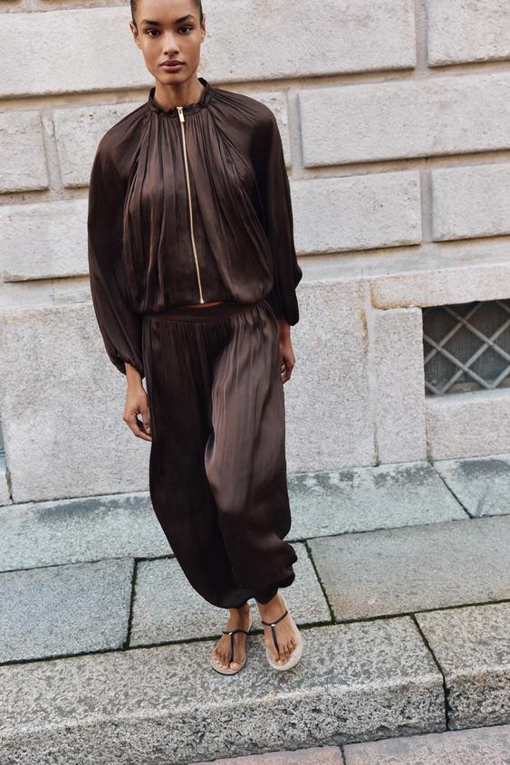 SATIN EFFECT BALLOON PANTS | Zara US
