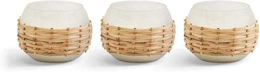 Two's Company Set of 3 Frosted Can Weave Candle | Amazon (US)