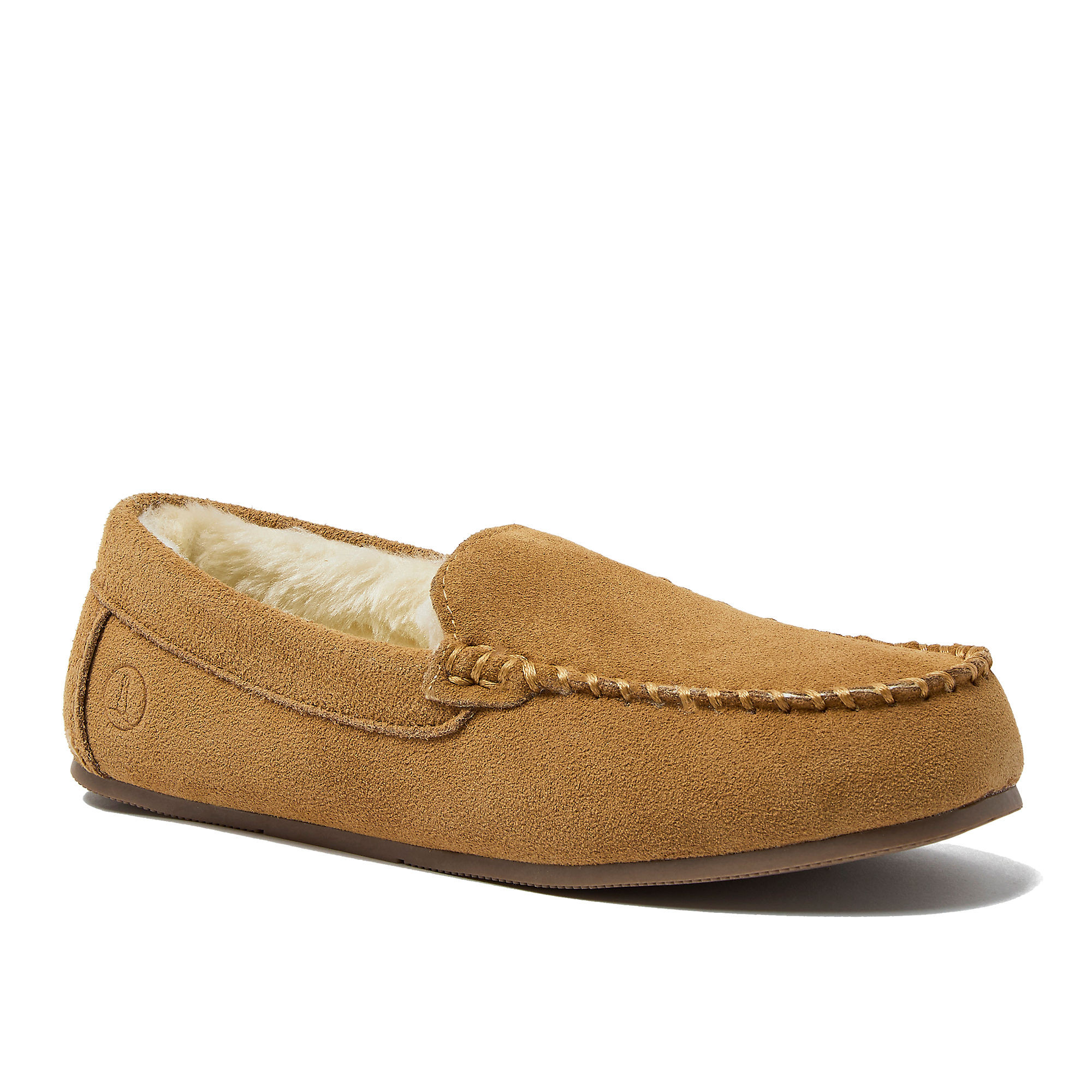 Women's Fuzzy Lined Suede Moccasin Slippers | Lands' End (US)