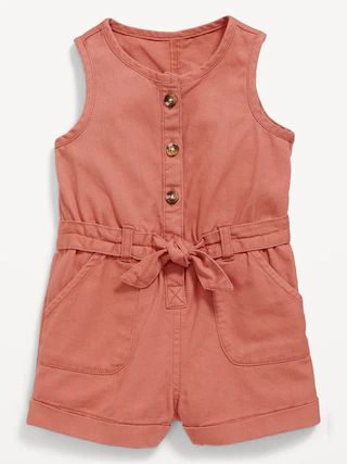 Sleeveless Tie-Front Utility Romper for Baby | Old Navy (US)