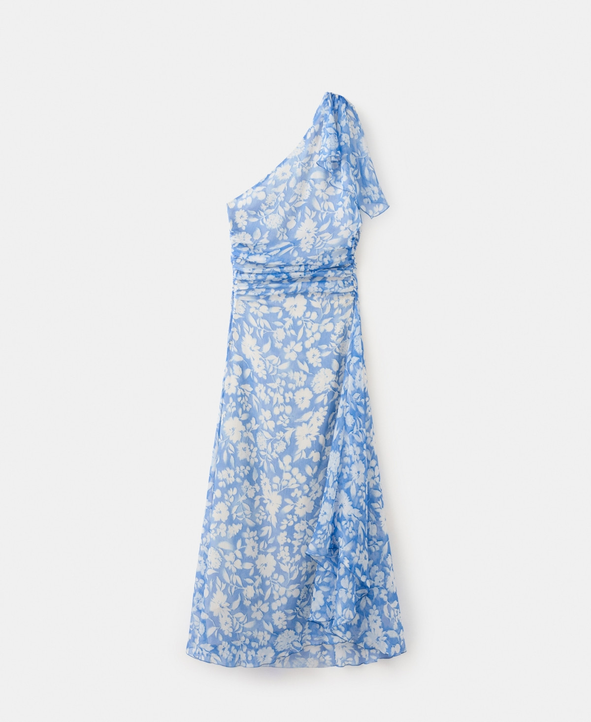 Mango Women's Asymmetrical Neckline Floral Midi-Dress - Blue | Macy's