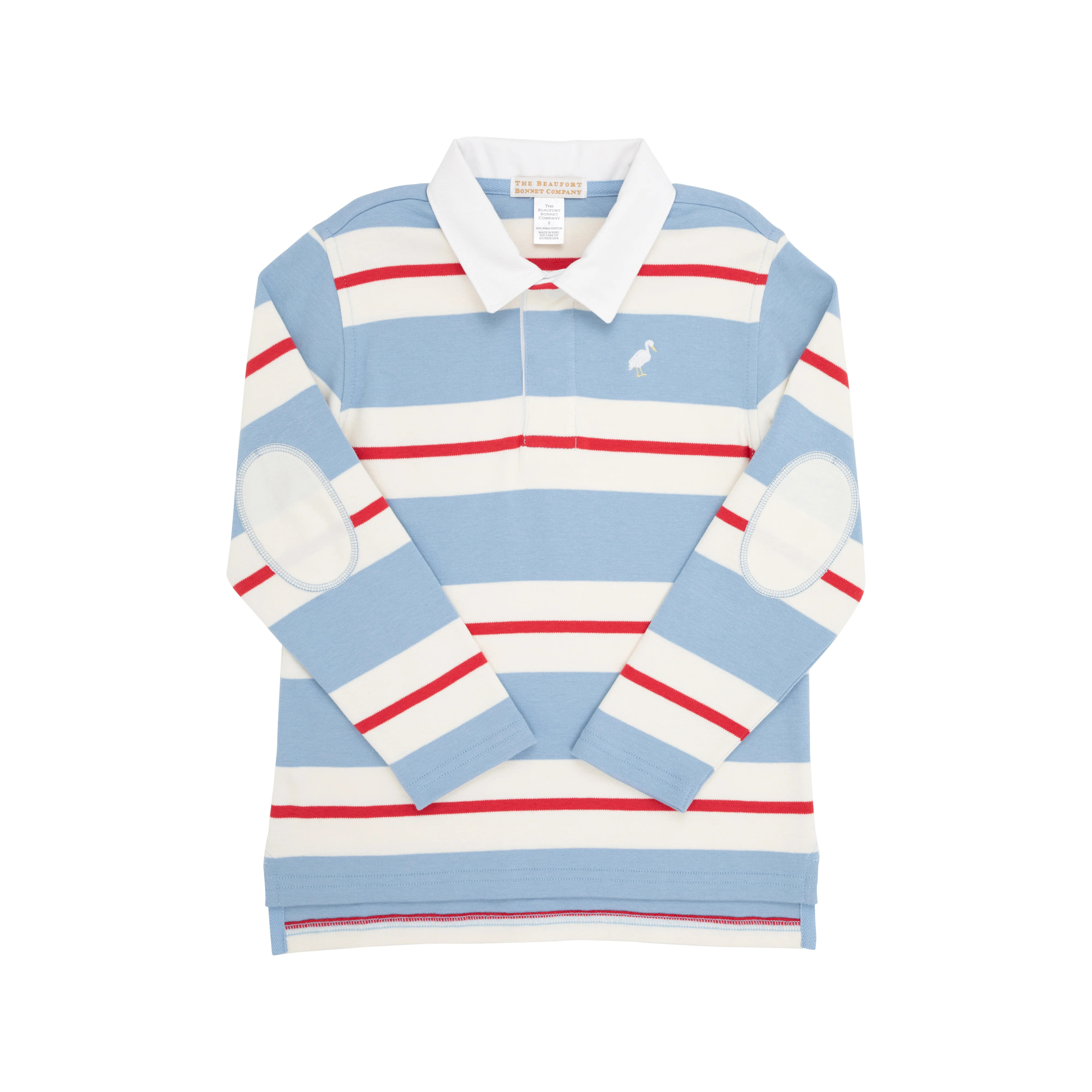 Rollins Rugby Shirt - Barrington Blue, Richmond Red, & Palmetto Pearl Stripe with Multicolor Stor... | The Beaufort Bonnet Company