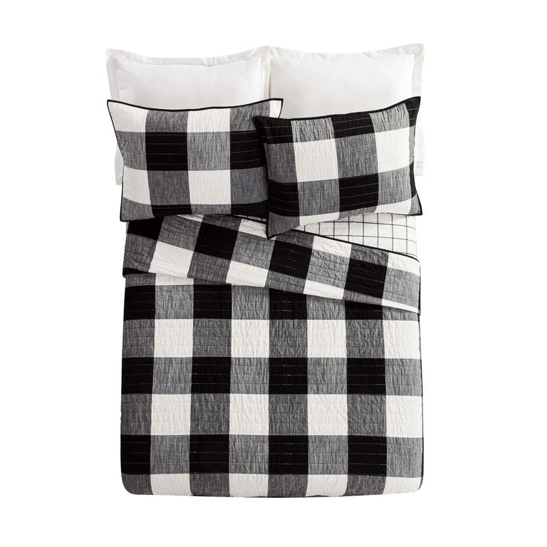 Better Homes & Gardens Black Buffalo Plaid Cotton Quilt, King | Walmart (US)