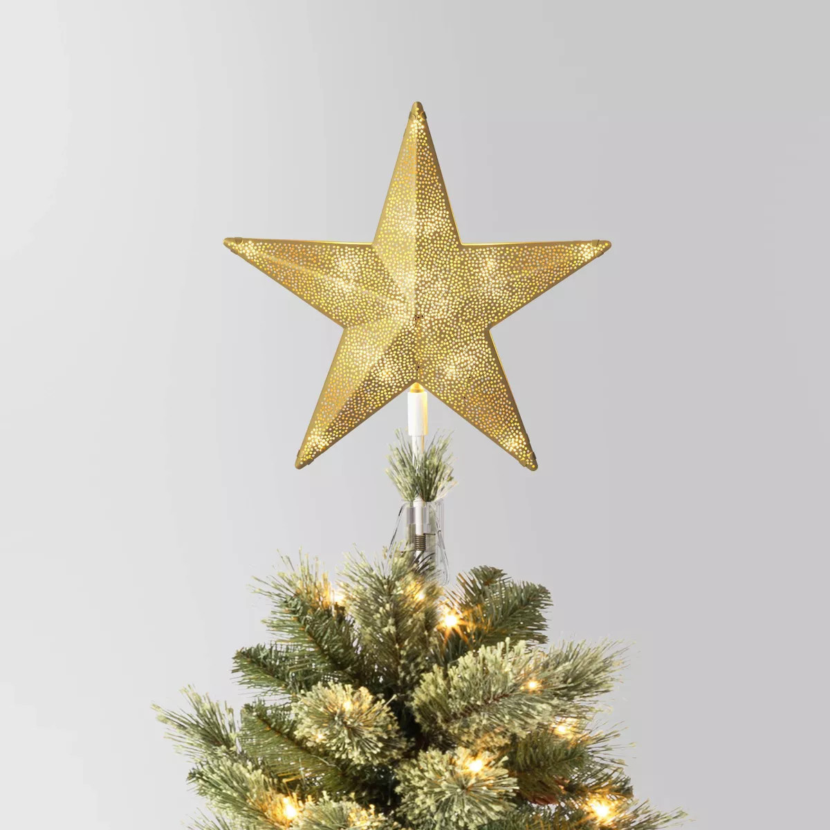 11.25" Pre-lit Perforated Metal Star Christmas Tree Topper Gold with Warm White LED Lights - Wond... | Target