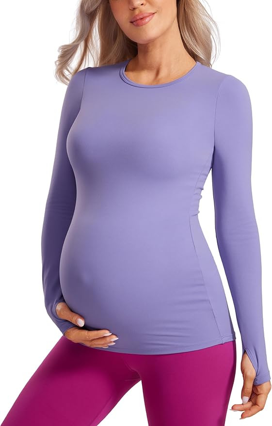 CRZ YOGA Womens Butterluxe Long Sleeve Maternity Tops Crewneck Pregnancy Basic Shirts Soft Athlet... | Amazon (US)