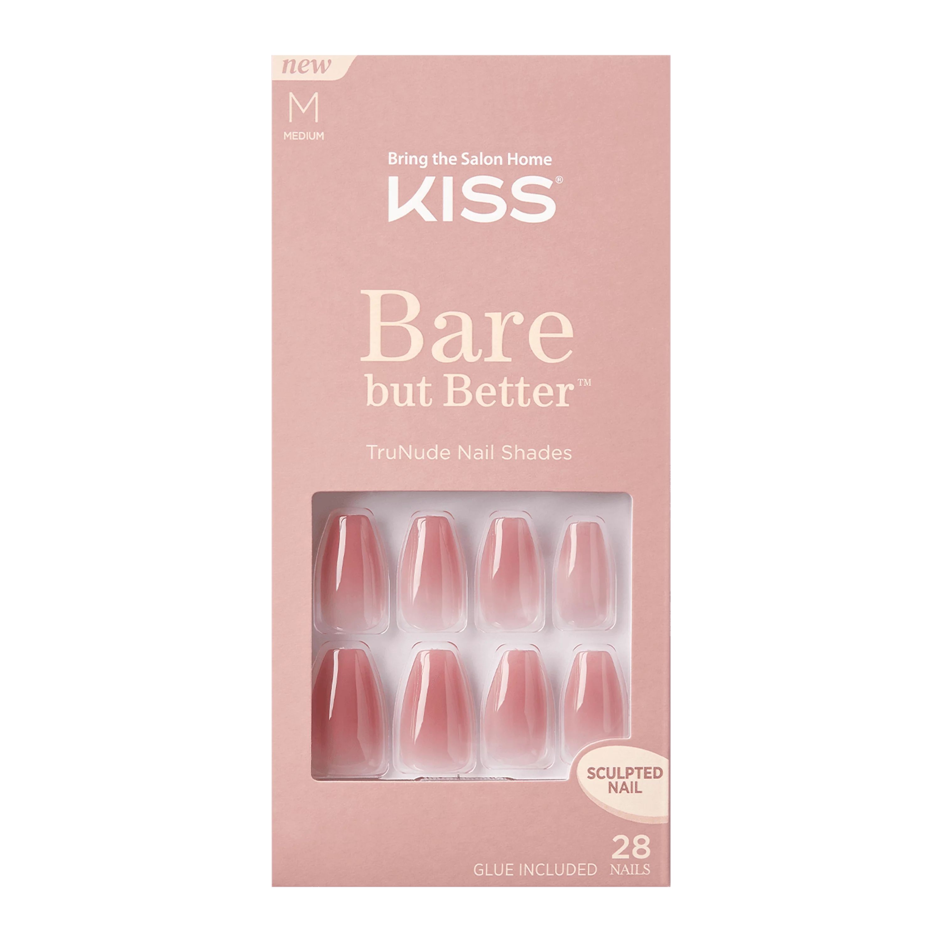 KISS Bare but Better Sculpted Nude Fake Nails, Nude Nude, 28 Count | Walmart (US)