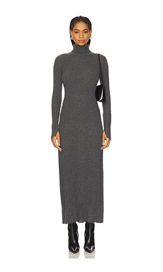 Guest In Residence Wide Rib Cashmere Turtleneck Dress in Charcoal from Revolve.com | Revolve Clothing (Global)