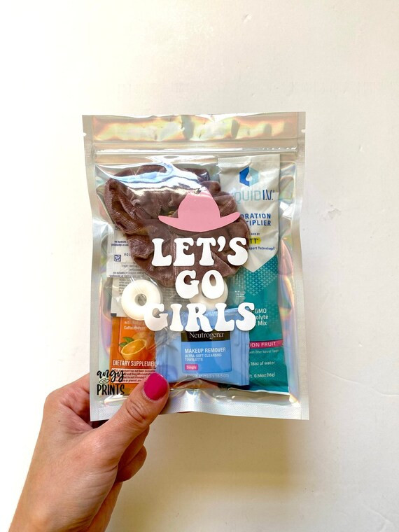 Let’s Go Girls Western Nashville Theme Hangover Kit Fully Assembled Clear Holographic Bag Bache... | Etsy (US)