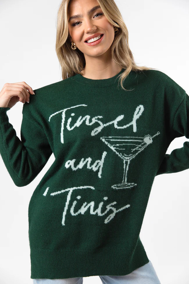 Tinsel And 'Tini's Green Sweater | Pink Lily