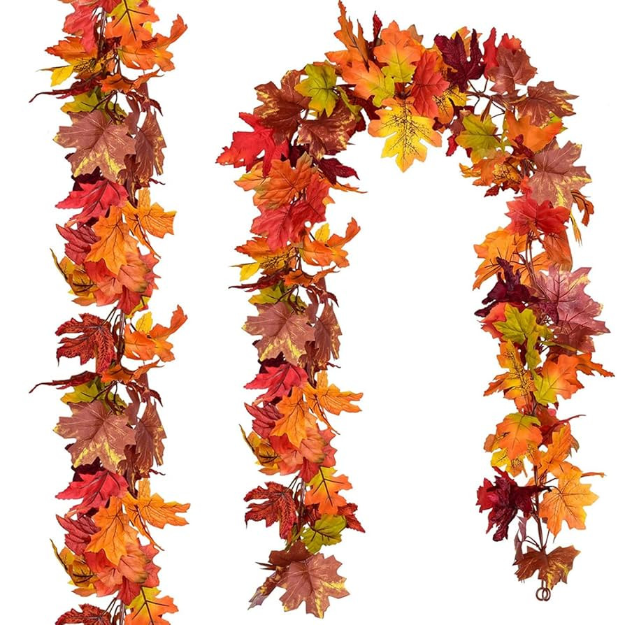 Pack of 2 Artificial Maple Leaf Garlands, 360 cm Autumn Decoration, Indoor Outdoor Autumn Decor, ... | Amazon (DE)
