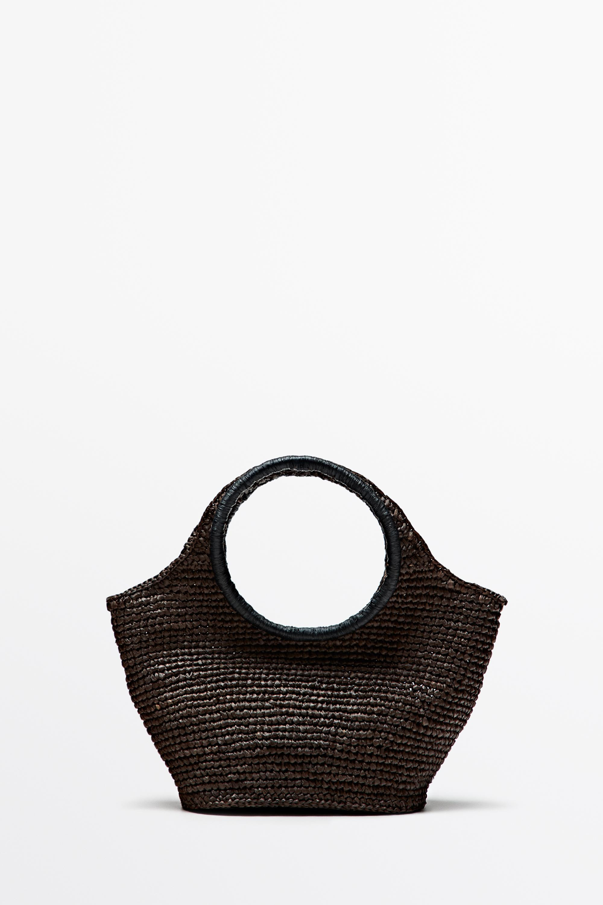Mini-sac demi-lune en 100% raphia | Massimo Dutti FR