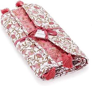 Two's Company Autumn Blush Quilted Double-Sided Dining Room Table Runner with Tassels - Table Run... | Amazon (US)