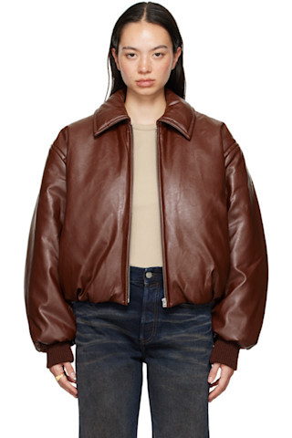 Acne Studios - Red Coated Faux-Leather Bomber Jacket | SSENSE
