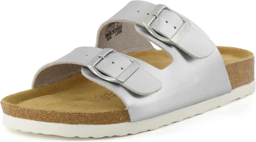 CUSHIONAIRE Lane Cork Footbed Sandals for Women – Comfortable Double Buckle Slip-On with Genuin... | Amazon (US)