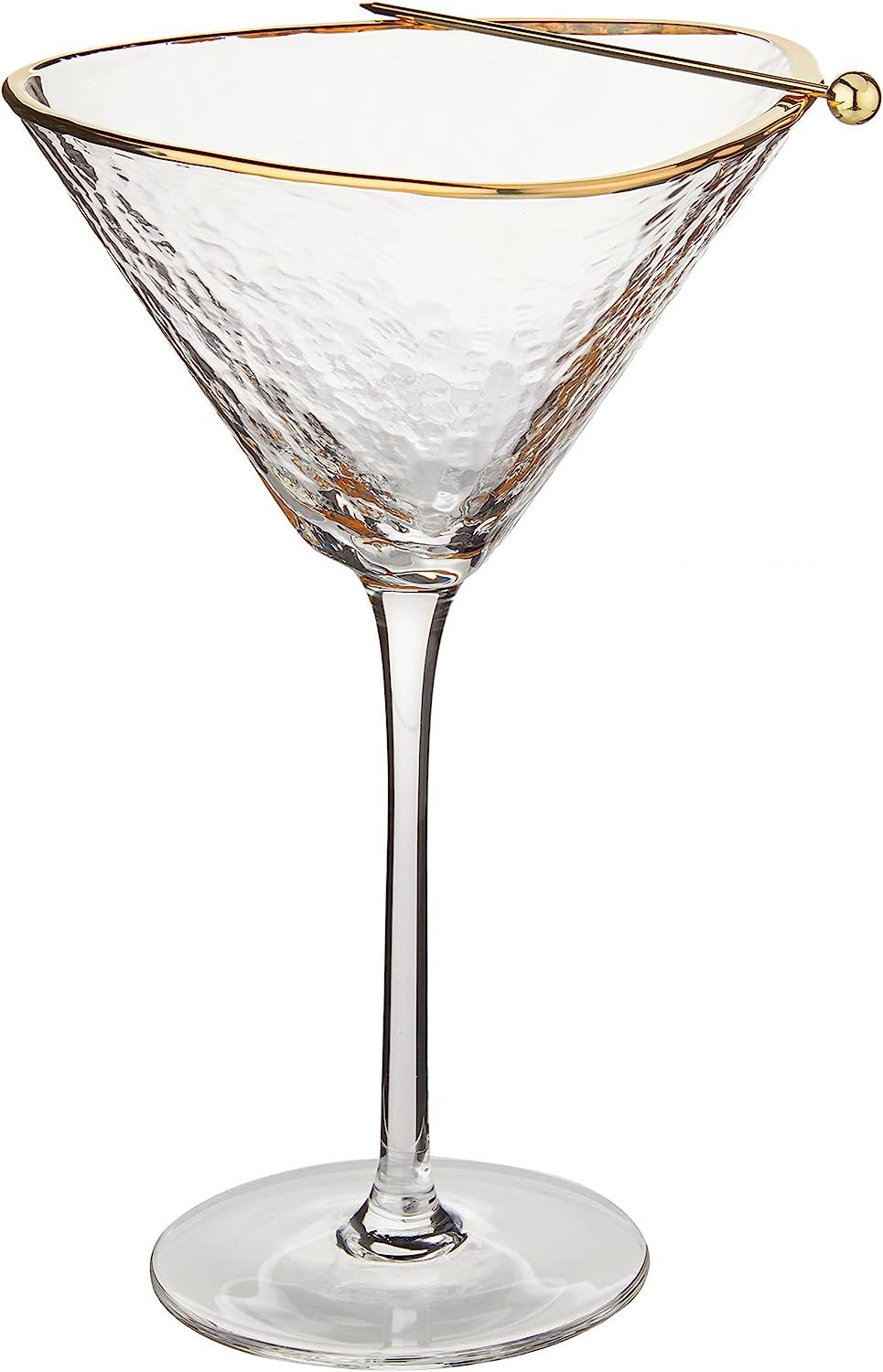 Sister.ly Drinkware Handmade Hammered Martini Glasses with Gold Rim - Set of 2 Gold Rim Martini G... | Amazon (US)