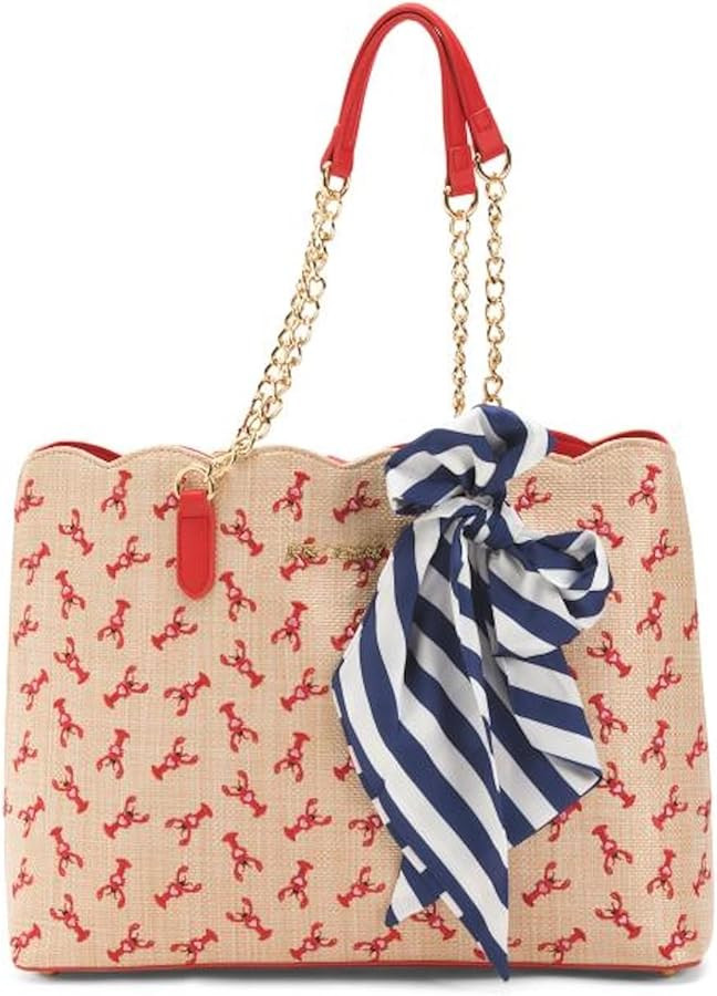 Betsey Johnson Embroidered Woven Tote, 16x12 Inches | Amazon (US)