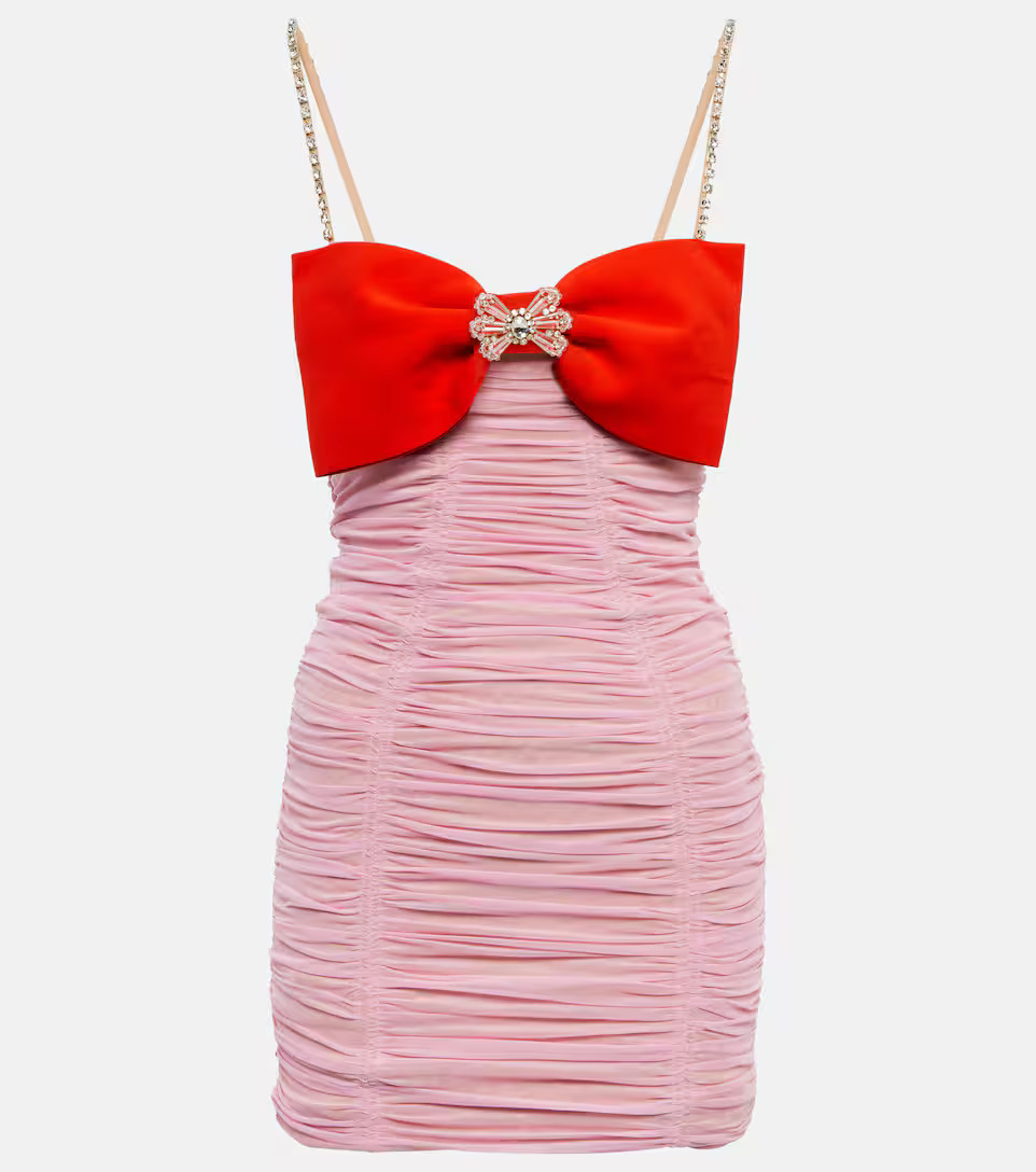 Bow-embellished ruched minidress | Mytheresa (UK)
