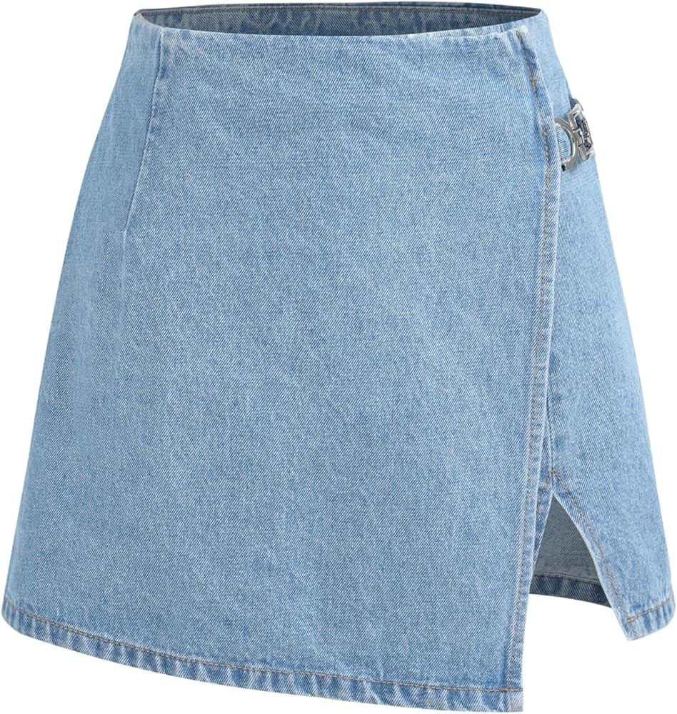 CIDER Denim Mid Waist Split Shorts | Amazon (US)