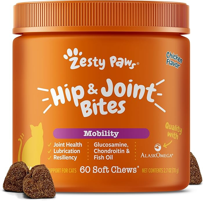 Zesty Paws Hip & Joint Bites for Cats - Glucosamine for Cats - with Chondroitin, Turmeric - Cat J... | Amazon (US)